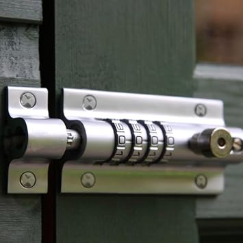 Squire Combi Bolt Door Lock (COMBI4) - 4 Wheel Combination Locking Bolt - Weatherproof Die Cast Body - Tamper Proof Slide Bolt - High Security Gate Lock for Home & Garages (Chrome, 120 mm)