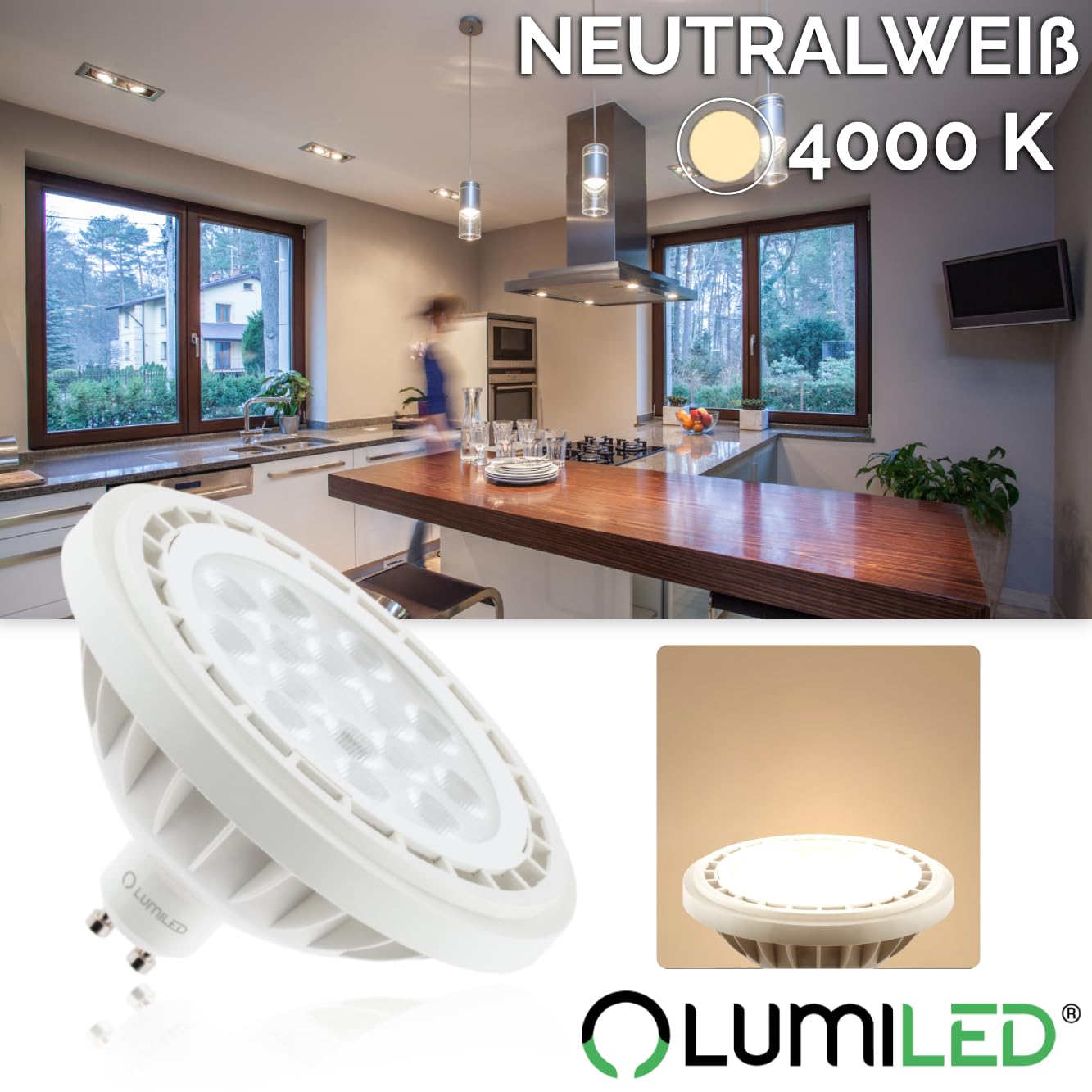Lumiled Juego de 10 bombillas LED ES111 GU10, 230 V, 15 W (equivalente a 100 W), color blanco neutro, 4000 K, ángulo de haz de 38 grados, blanco, 1521 lúmenes, Ra>80
