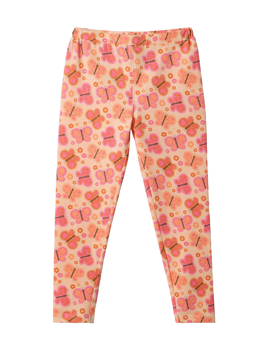The Souled Store Flutter Girls - Leggings in cotone con stampa su tutta la superficie, vestibilità regolare, colore: arancione (2-8 anni)
