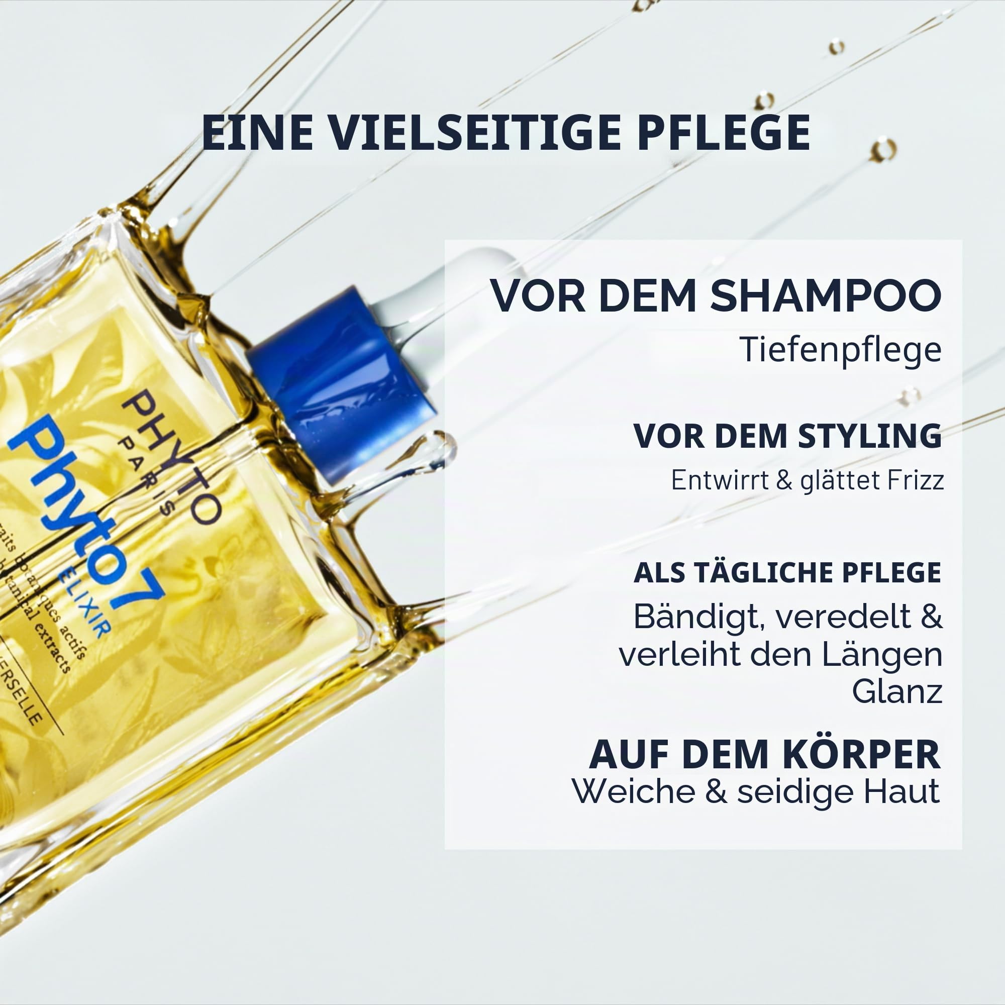 Phyto Paris Phyto 7 Elixir Bändigendes Haaröl – Nährendes Elixier für trockenes Haar ohne zu beschweren – 110 Prozent mehr Pflege und 70 Prozent Glanz – Haaröl für dickes und geschädigtes Haar.
