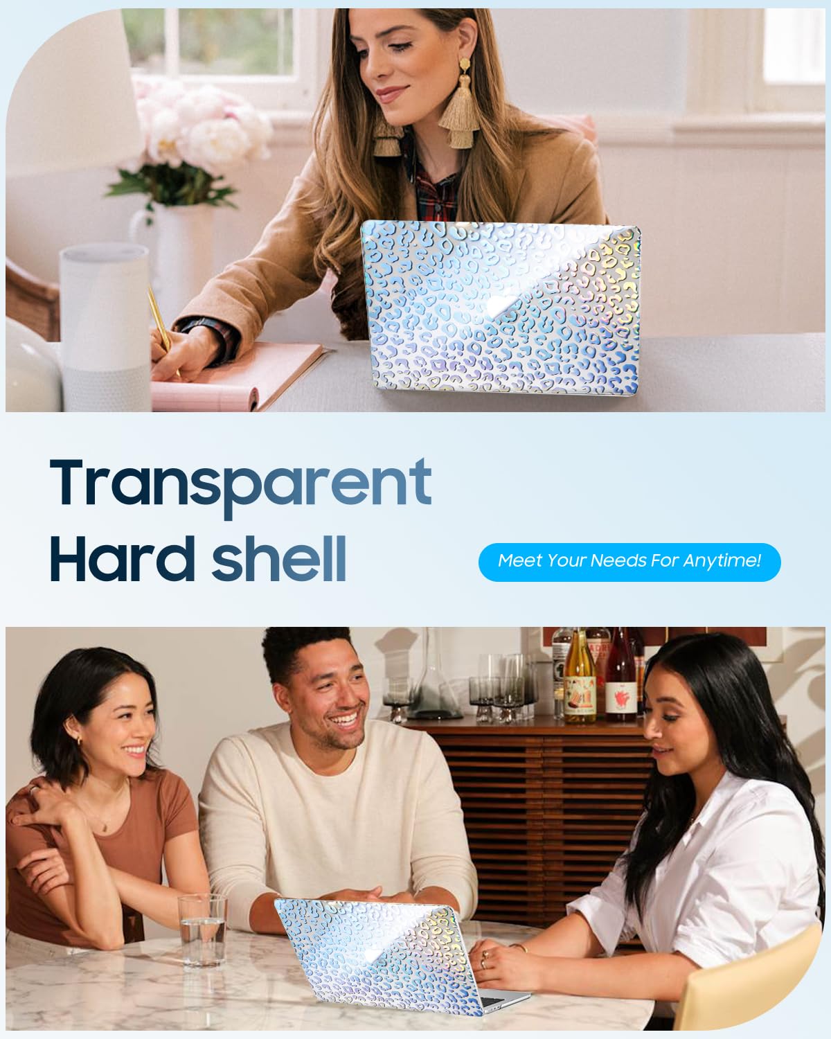 Fintie Case for MacBook Air 13.6 inch M4/M3/M2 (2025/2024/2022), Snap On Hard Shell Cover Compatible with MacBook Air 13.6" Retina Display & Touch ID, A3240 A3113 A2681, Crystal Clear