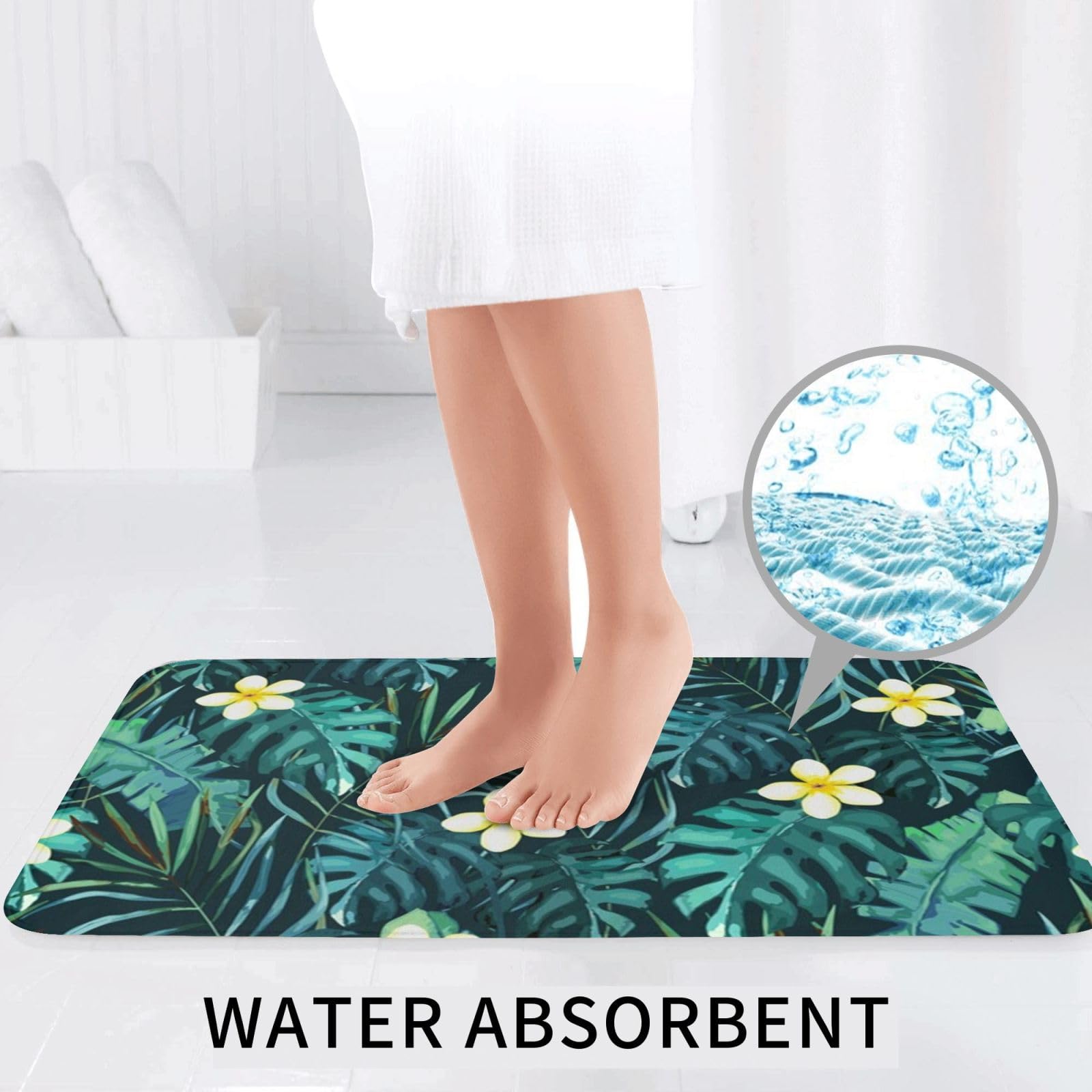 Set di 3 tappetini da bagno hawaiani in flanella morbida antiscivolo con coperchio per la decorazione della casa