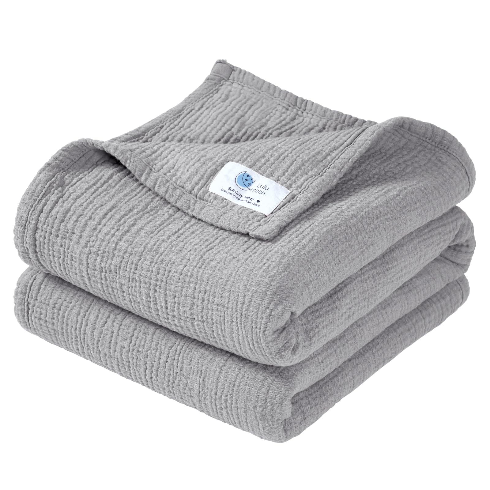 lulumoon Muslin Baby Blanket Neutral: 100% Cotton Crib Blanket for Toddler & Infant - 4-Layers Breathable for Travel Stroller & Nursery Daycare 47"x47