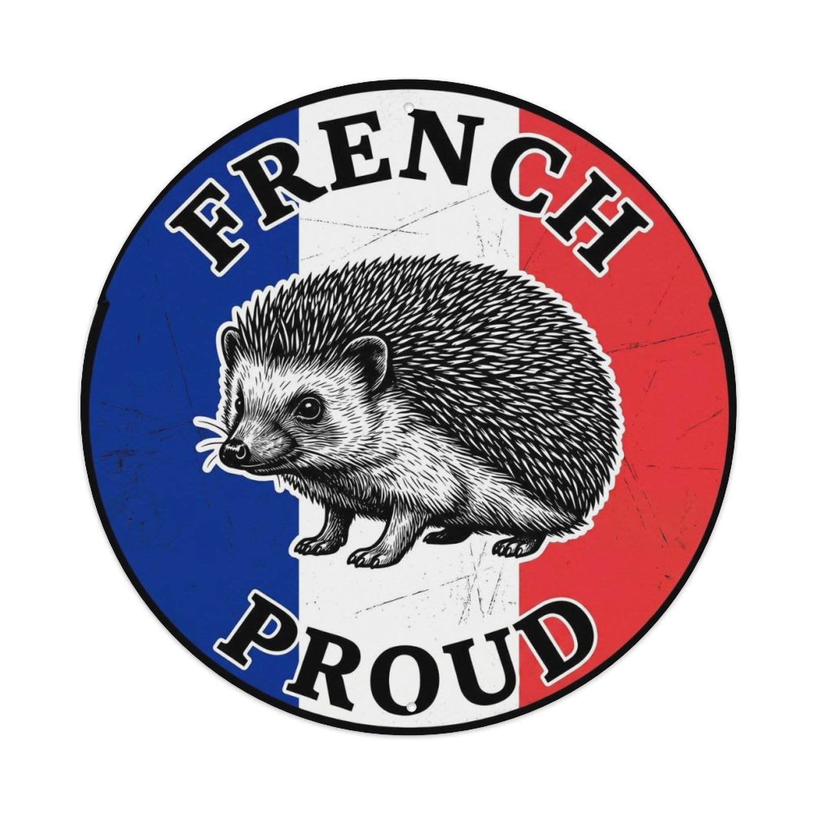 Olhnbad Style French Proud Hedgehog Wildlife National Emblem Metal Tin Sign