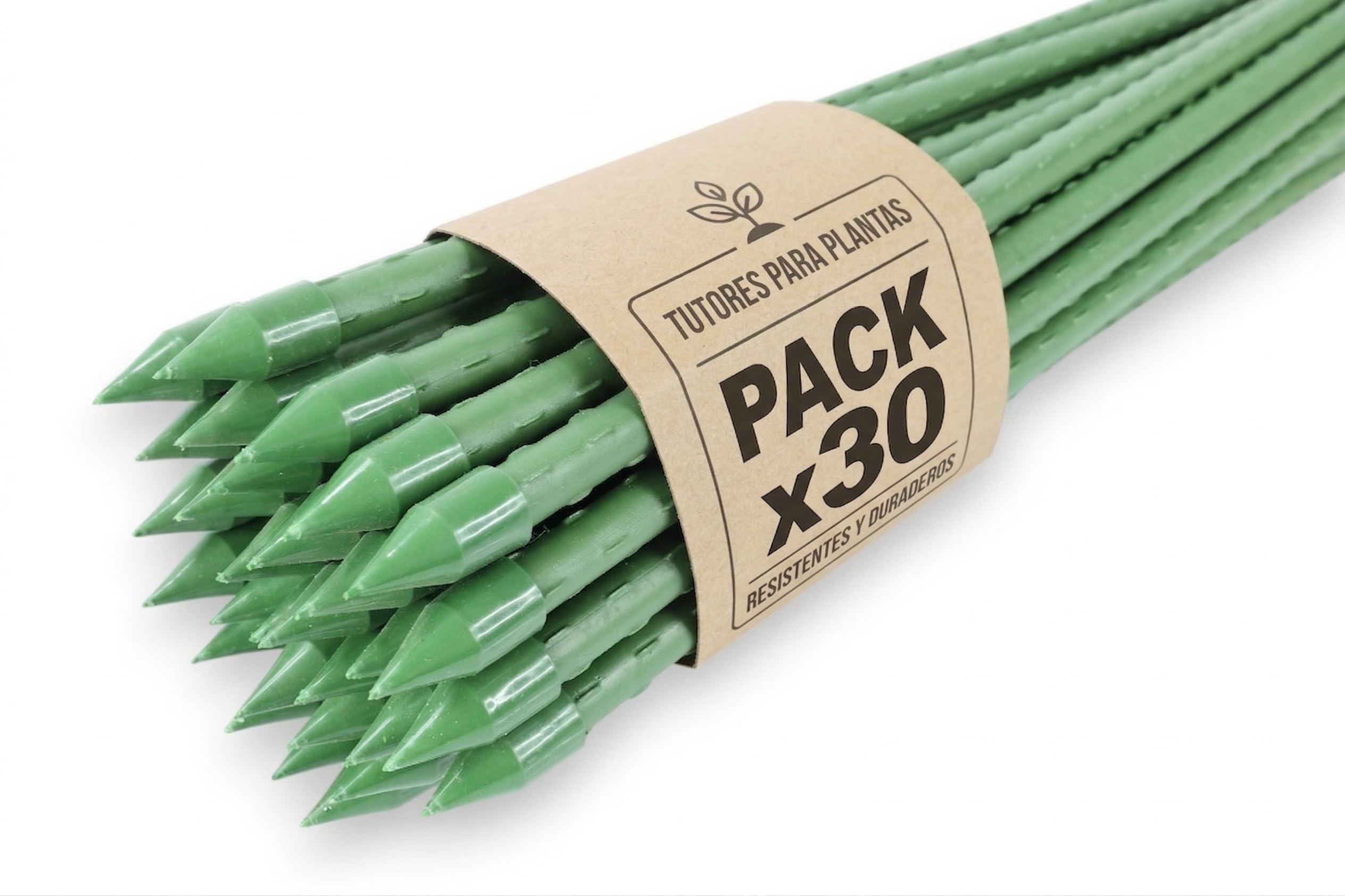 Nordiq - Pack de 30 Tutores para Plantas de 120 cm, Varilla para Huerto de Hierro Plastificado de Ø11 mm, Soporte de Tomateras y Guía de Crecimiento Vertical en Interior y Exterior