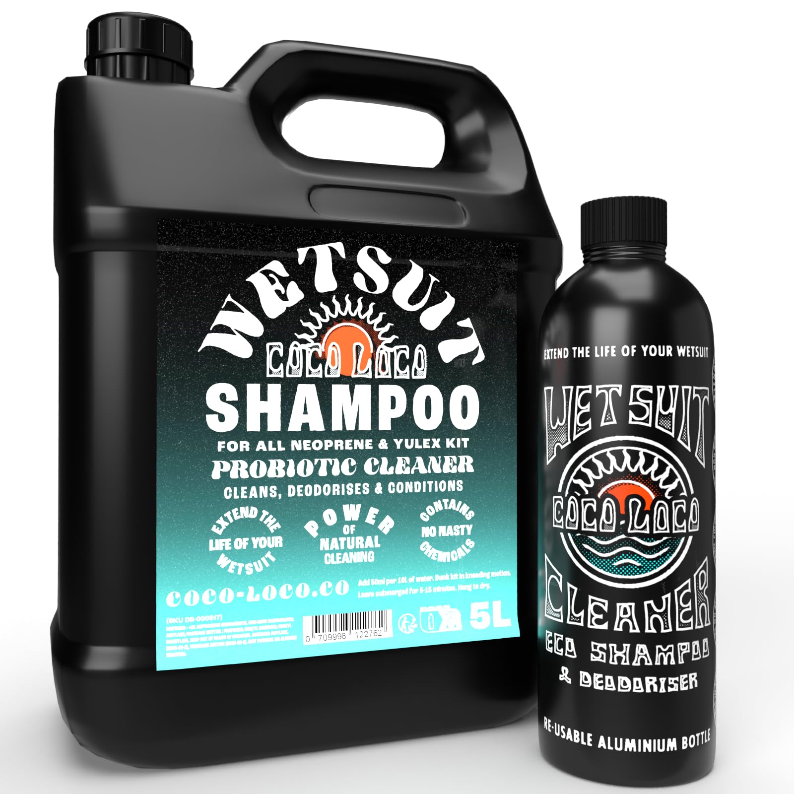 Coco Loco Wetsuit Shampoo Cleaner & Deodoriser, For All Neoprene Kit, With Aluminium Refill Bottle (5.25L)