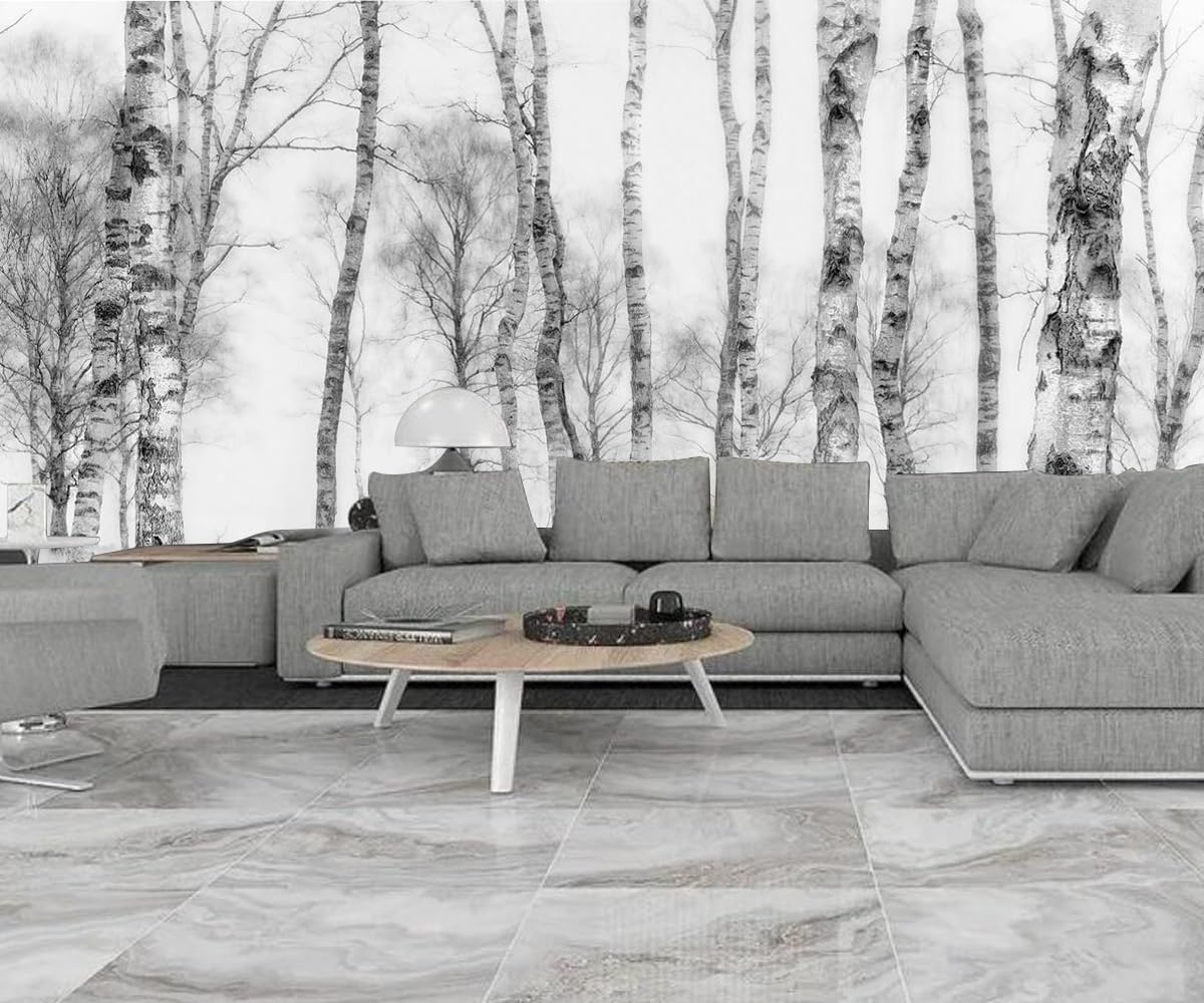 Papel pintado panorámico selva blanco y negro 3d seda, 300 x 210 cm papel pintado bosqueza Tropical Nature – Póster grande para sala de estar, adulto habitación de niños, estudio decoración