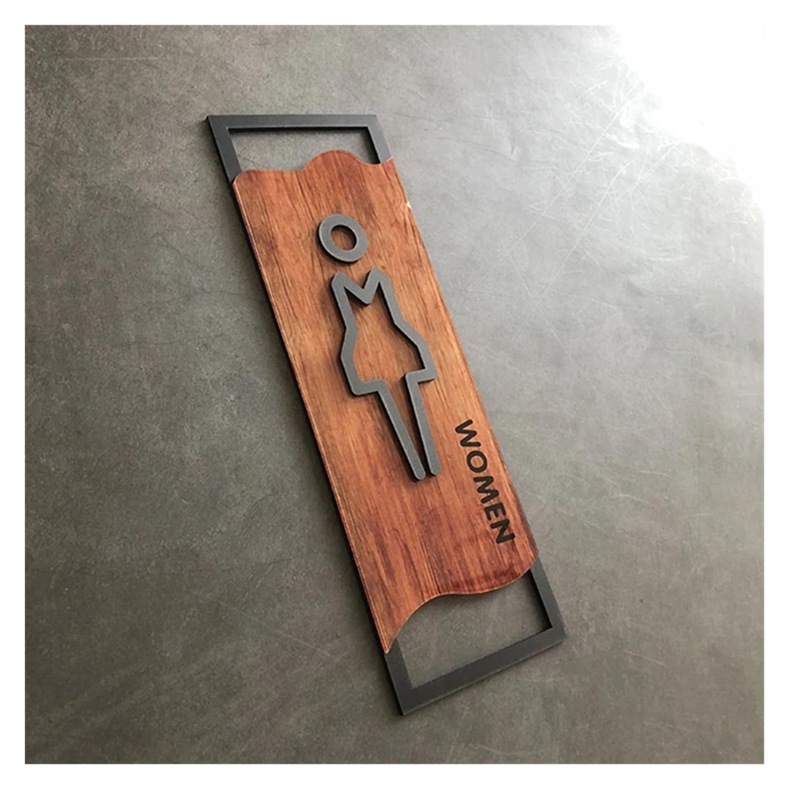 Toilet Sign Bedroom Bathroom Door Signs Imitation Wood Toilet Sign House Number Plate Washroom Signage(WOMEN-02,12x25cm)