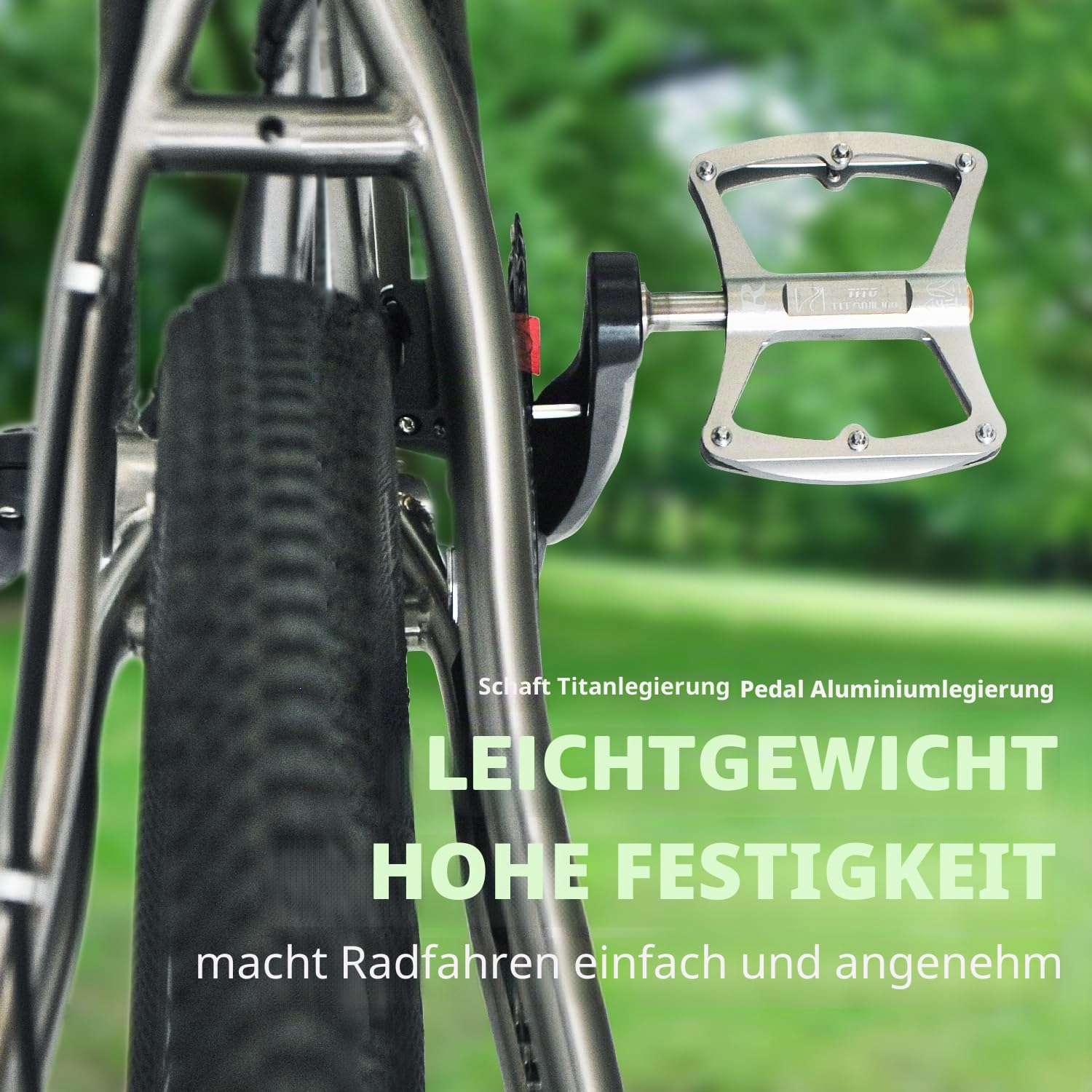 TiTo Titanium Fahrrad Pedalen mit Aluminium-Legierung Fahrrad Fuß Pedale und Titan Achse Leichte Anti-Rutsch Rennrad Pedale für Rennrad Citybike E-Bike oder Mountainbike