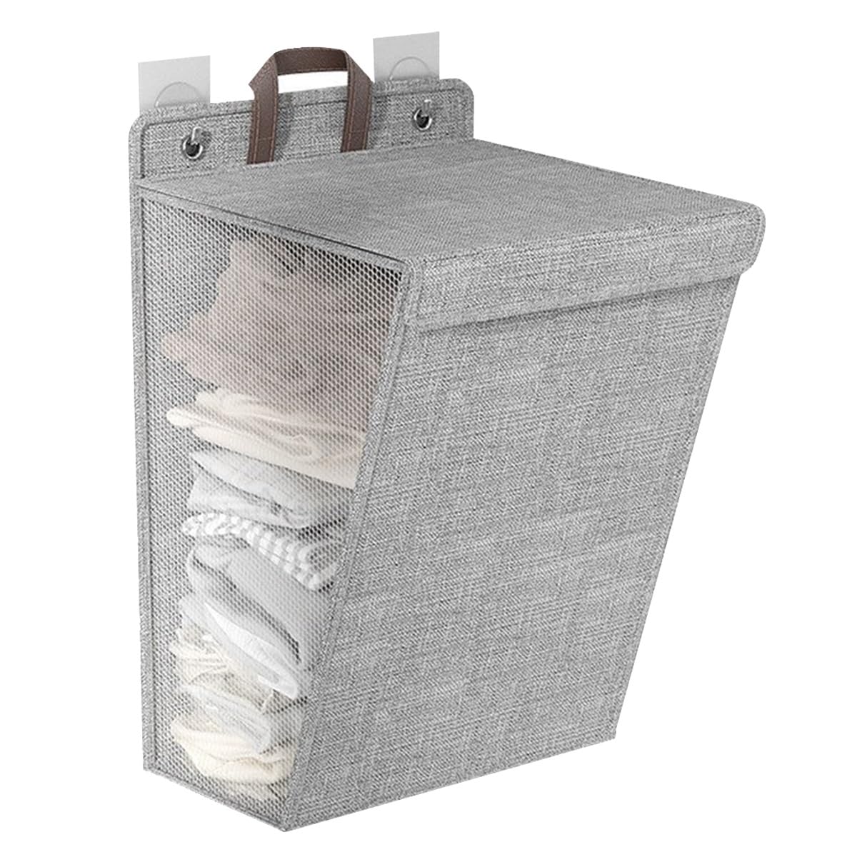 Folding Laundry Basket Household Storage,Wall-mounted foldable with lid Hanging Mounted Dirty Clothes