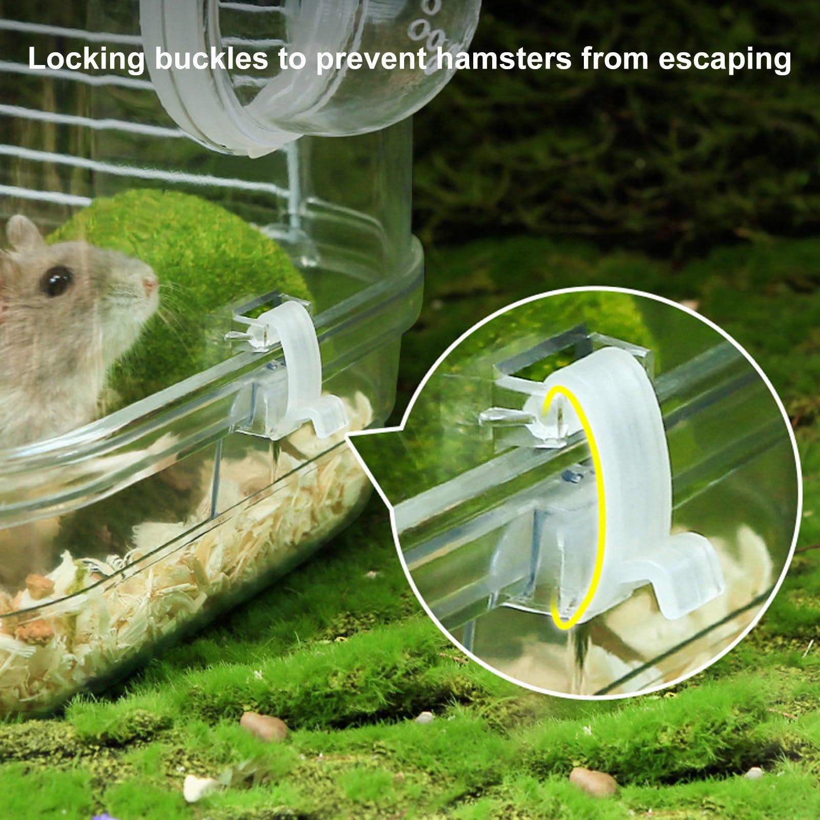 Jaula para hámster de Doble Capa, Jaula Grande con Botella de Agua y Ruedas para Correr, Divertida casa interactiva para Animales pequeños, construcción de ABS y Alambre de Hierro