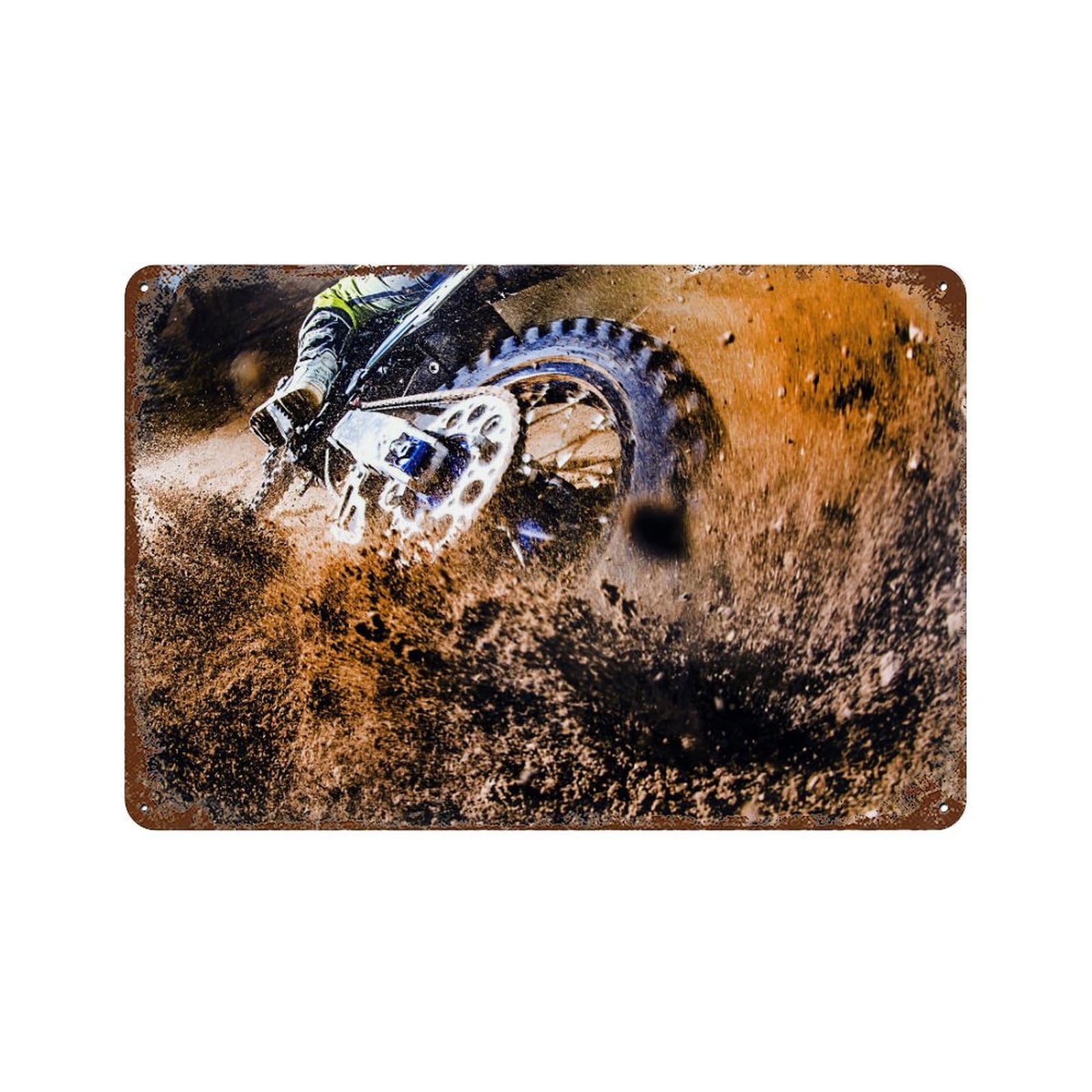 Close-up of motocross,Tin Signs Funny Vintage Metal Sign Plaqu Poster Wall Art Pub Bar Kitchen Garden Bathroom Home Decor-20x30cm(8x12 inch）H76