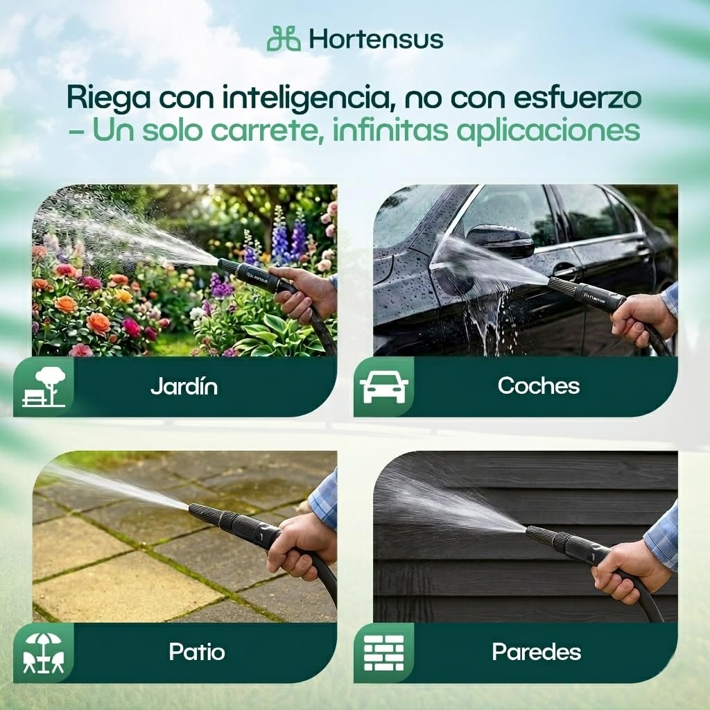 Manguera de Jardín Enrollable 15 m | Carrete Automático