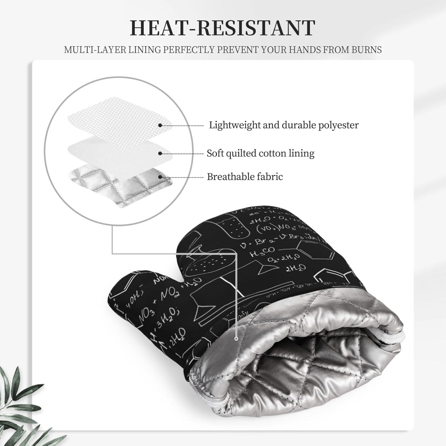 Abstract Science Chemistry Oven Mitts and Pot Holders Set of 4 Heat Resistant Kitchen Gloves with Silicone Palm Hot Pads for Baking Cooking Grilling BBQ