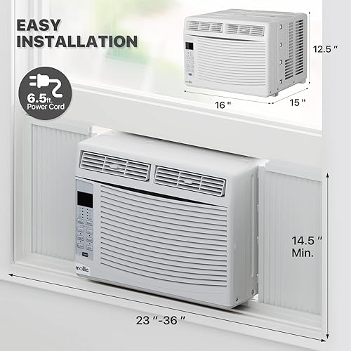Miniatura 2 de mollie Aire acondicionado de ventana de 6000 BTU, unidad de ventana de CA con filtro lavable, control remoto, deshumidificador, ventilador, enfría