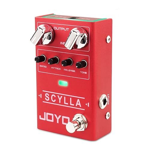JOYO Bass Guitar Pedals Compressor Effect Pedal with Precise Compression Knobs Low Noise and High Dynamic Control Range for Bassist Electric Guitar Bass (SCYLLA R-27) - Bass,Compressor - Red