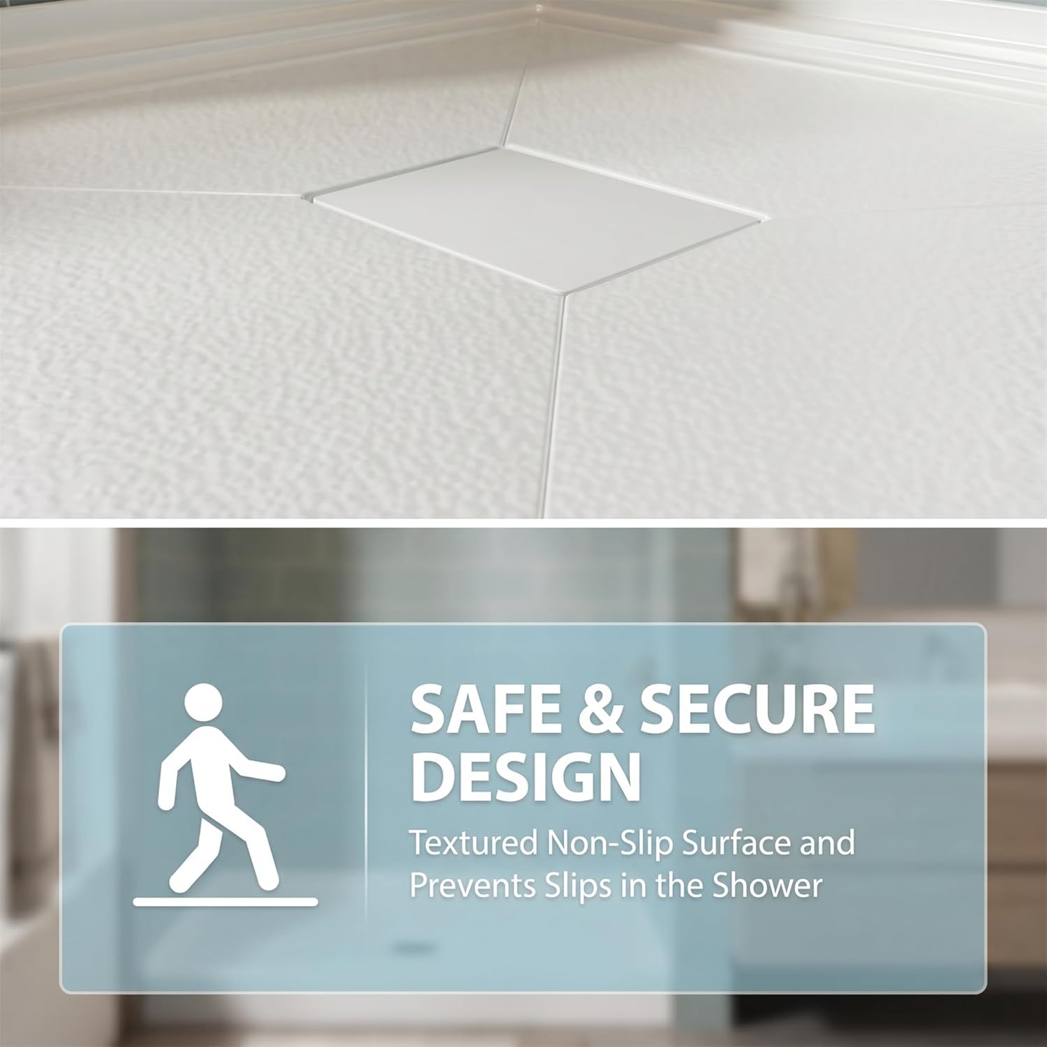 36x36 Inch White Acrylic Shower Base, Center Drain, Non-Slip Textured Surface, Single-Threshold Design for 3-Wall Alcove Installation, Fiberglass Reinforced, Easy to Clean, Anti-Yellowing
