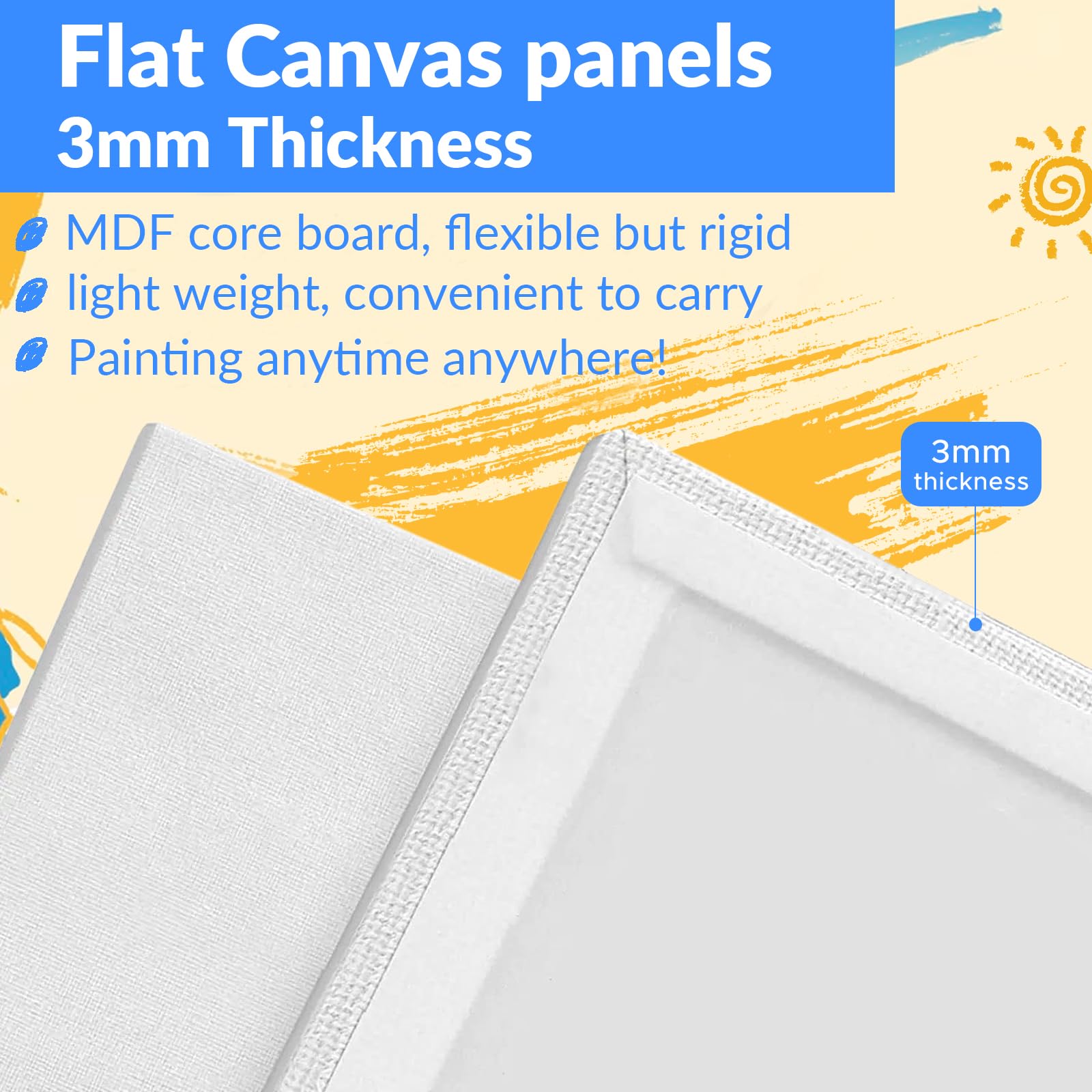Lienzos para pintar, paquete de 48, tableros de lienzo blancos en blanco de 8 x 10 pulgadas, paneles de arte 100% algodón para pintura al óleo, acrílica y acuarela
