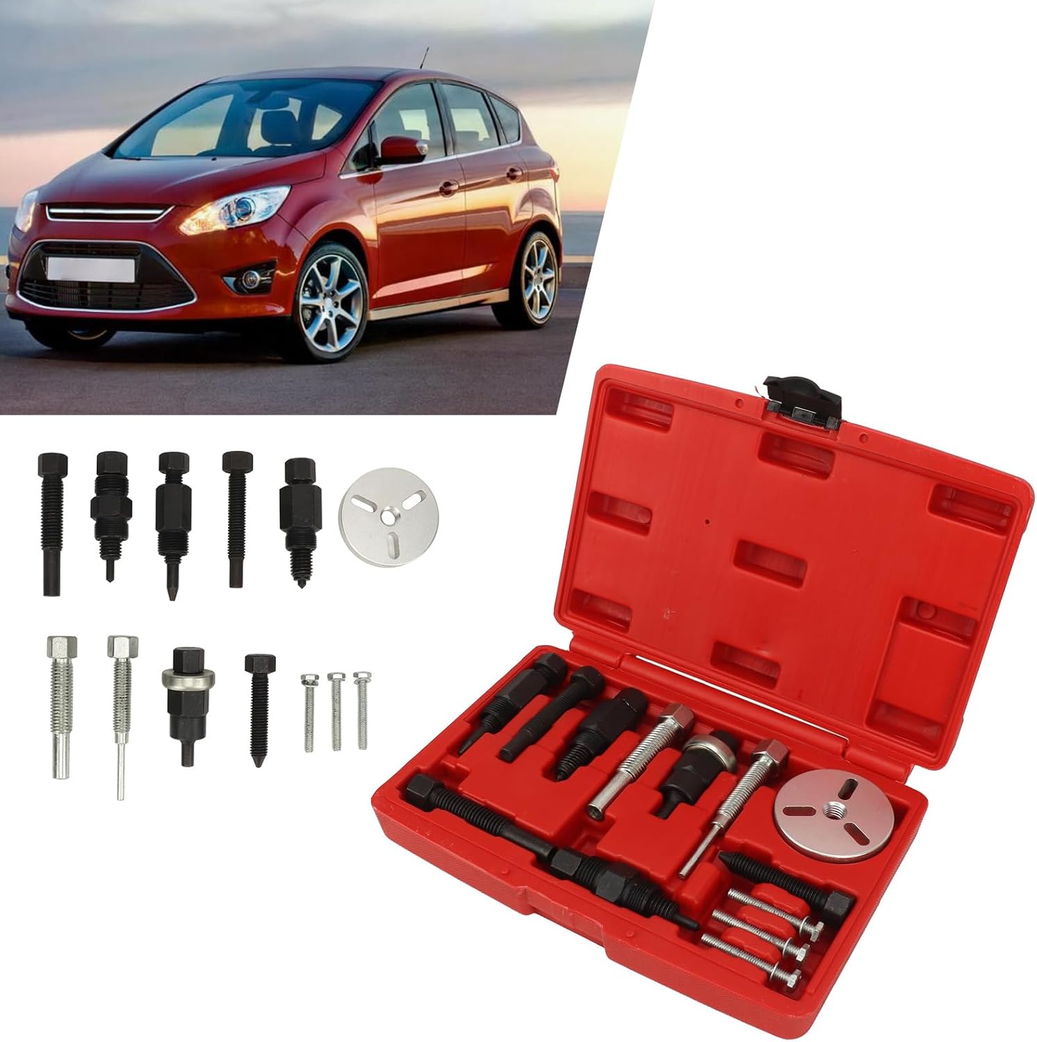 A/C Compressor Clutch Remover Kit AC Clutch Puller Auto Air Conditioning Remover Installer Service Kit