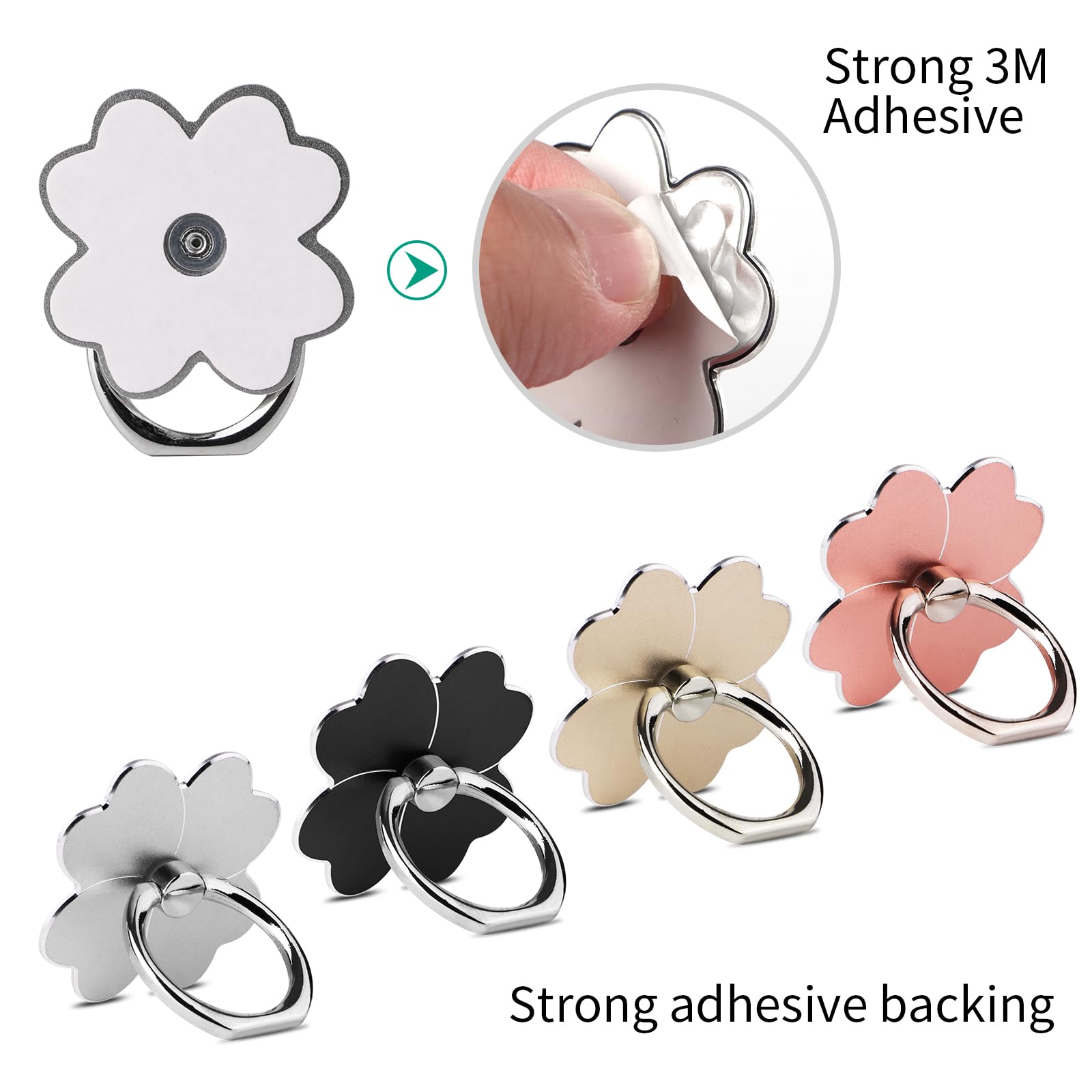 4 soportes de anillo para teléfono celular, soporte de anillo para teléfono celular, rotación de 360 grados y ángulo de 180° ajustable, soporte de metal para teléfonos inteligentes