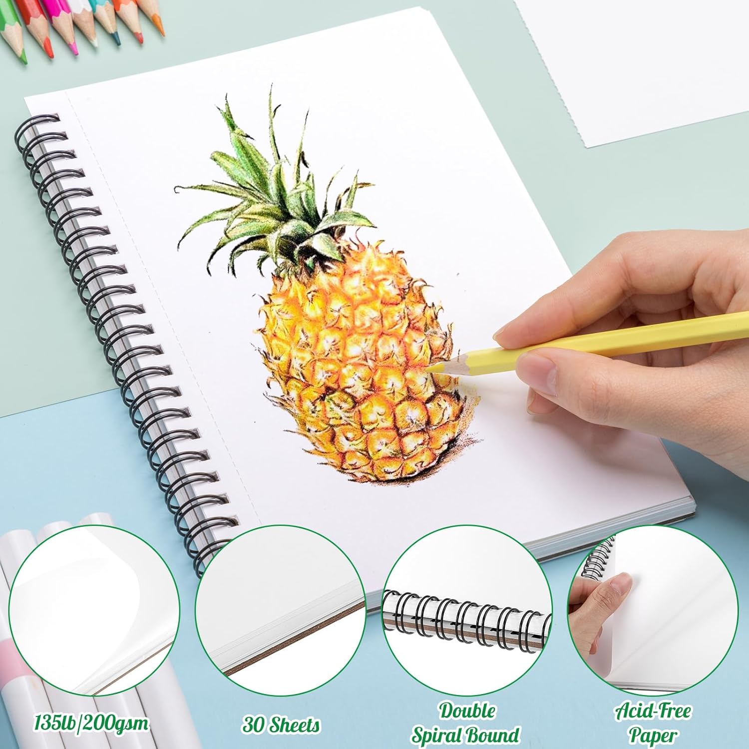 135lb/200gsm Marker Paper Pad, 5.5×8.5in Double Sided Bleedproof Marker Sketchbook, 30 Sheets Art Paper Sketch Pad, Smooth Painting Coloring Alcohol Marker Paper for DIY, Drawing, Ideal Gift - Image 2