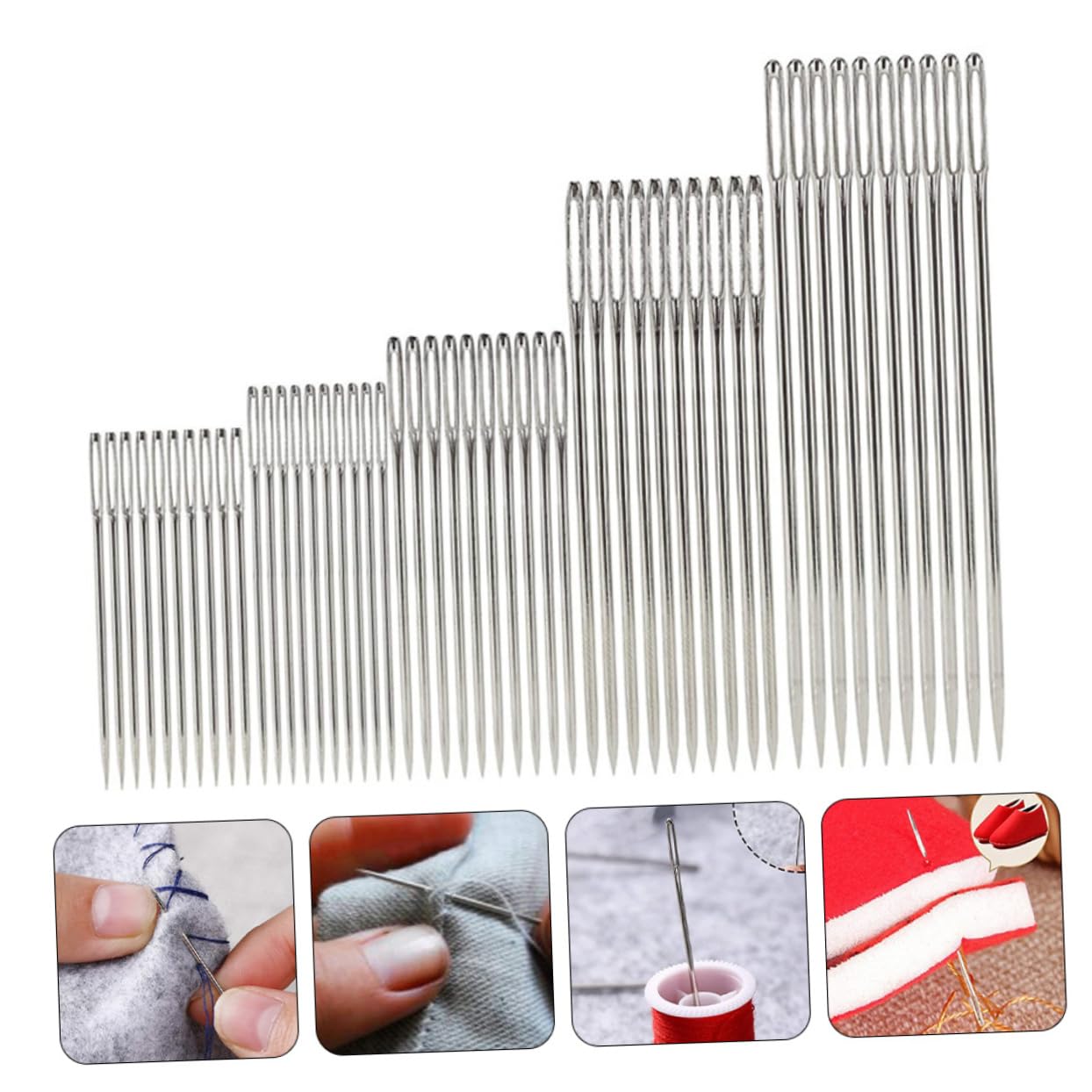 KALLORY 50pcs Big Eye Needles for Yarn Large Eye Sewing Needles Set DIY Threading Tools