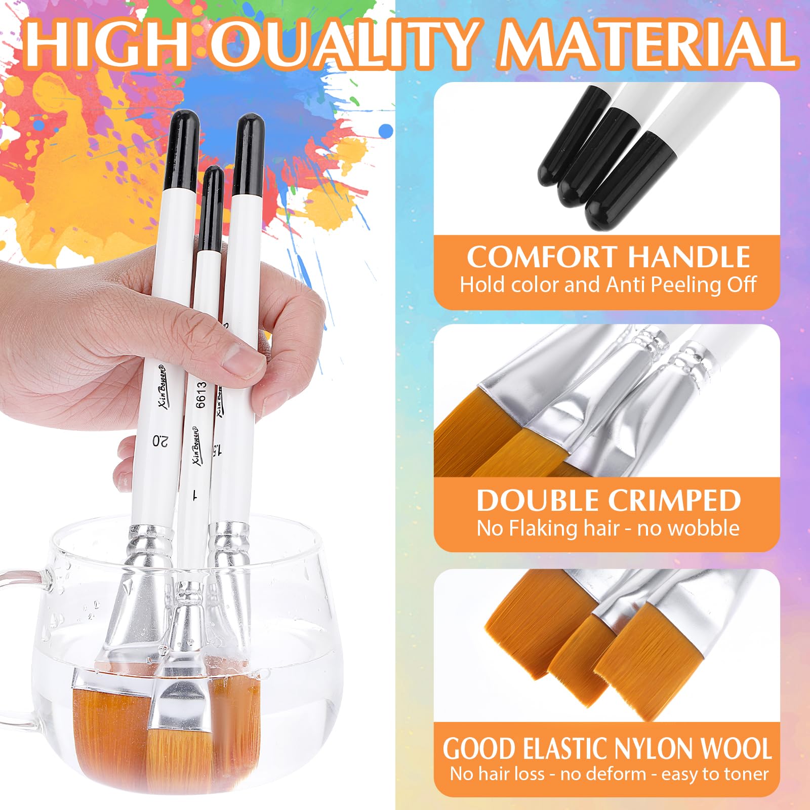 Set di pennelli per penna per pittura a olio con manico in legno per acquerello a guazzo per bambini in acrilico a punta piatta acquista in modo economico - spedizione gratuita, recensioni