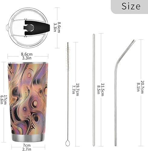 Miniatura 3 de Purple-gold Irregular Fluid Stainless Steel cups with lids and straws Leak-proof Lid and Straw mug 20 oz for outdoor modern insulated tumbler with