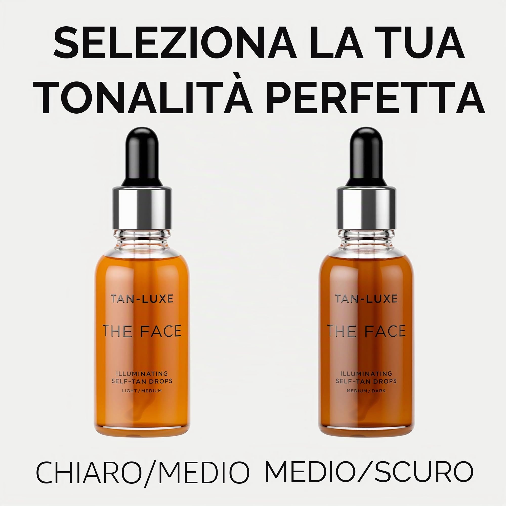 TAN-LUXE - Gocce autoabbronzanti The Face, colore Medium (10 ml), aggiungi le gocce abbronzanti alla skincare per un'abbronzatura del viso perfetta, cruelty free e vegan