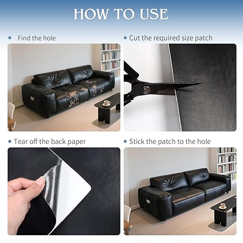 Miniatura 86 de Cinta de reparación de cuero, parche de reparación de cuero autoadhesivo para sofá, muebles, sofás, asientos de automóvil, kit avanzado de Café
