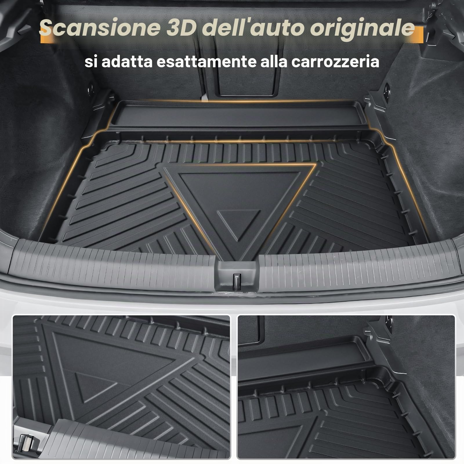 ECOZEN Vasca Baule per VW T ROC(inferiore) 2018-2025 3D Specifica In TPE Proteggi Bagagliaio auto VW T-roc Tappetino del bagagliaio, con bordino rialzato, resistente impermeabile per tutte le stagioni