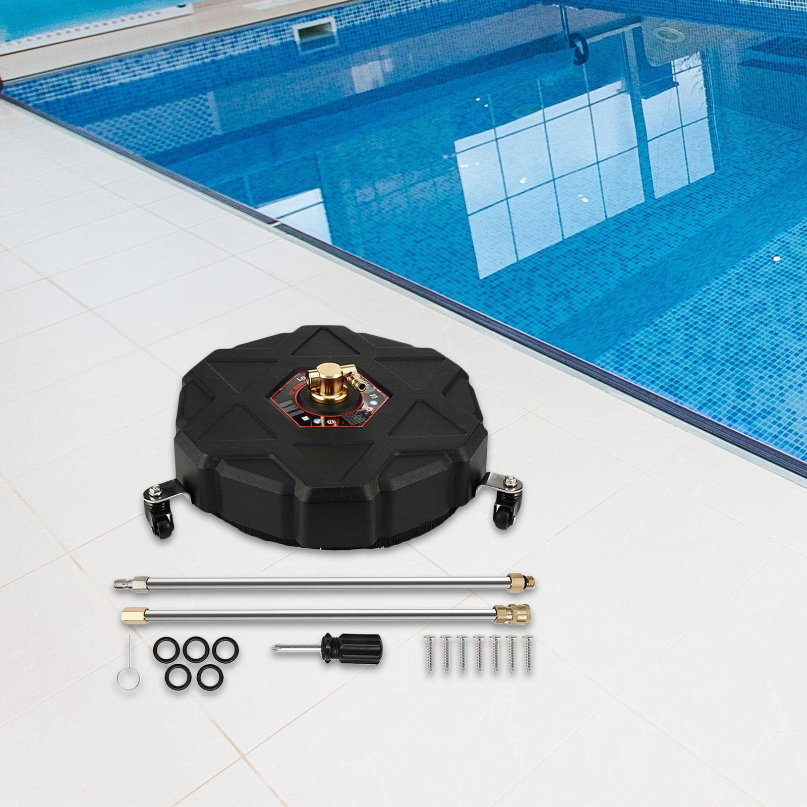 Perfeclan Limpiador de Superficies para Hidrolavadora con Conexión Rápida de 1/4 Cepillo Fregadora de Pisos Accesorio Giratorio de Acero Inoxidable
