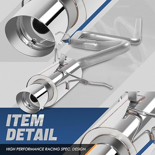 Miniatura 8 de Sistema de escape Catback con punta de silenciador enrollado de 4 pulgadas compatible con Chrysler PT Cruiser 2.4L 01-06