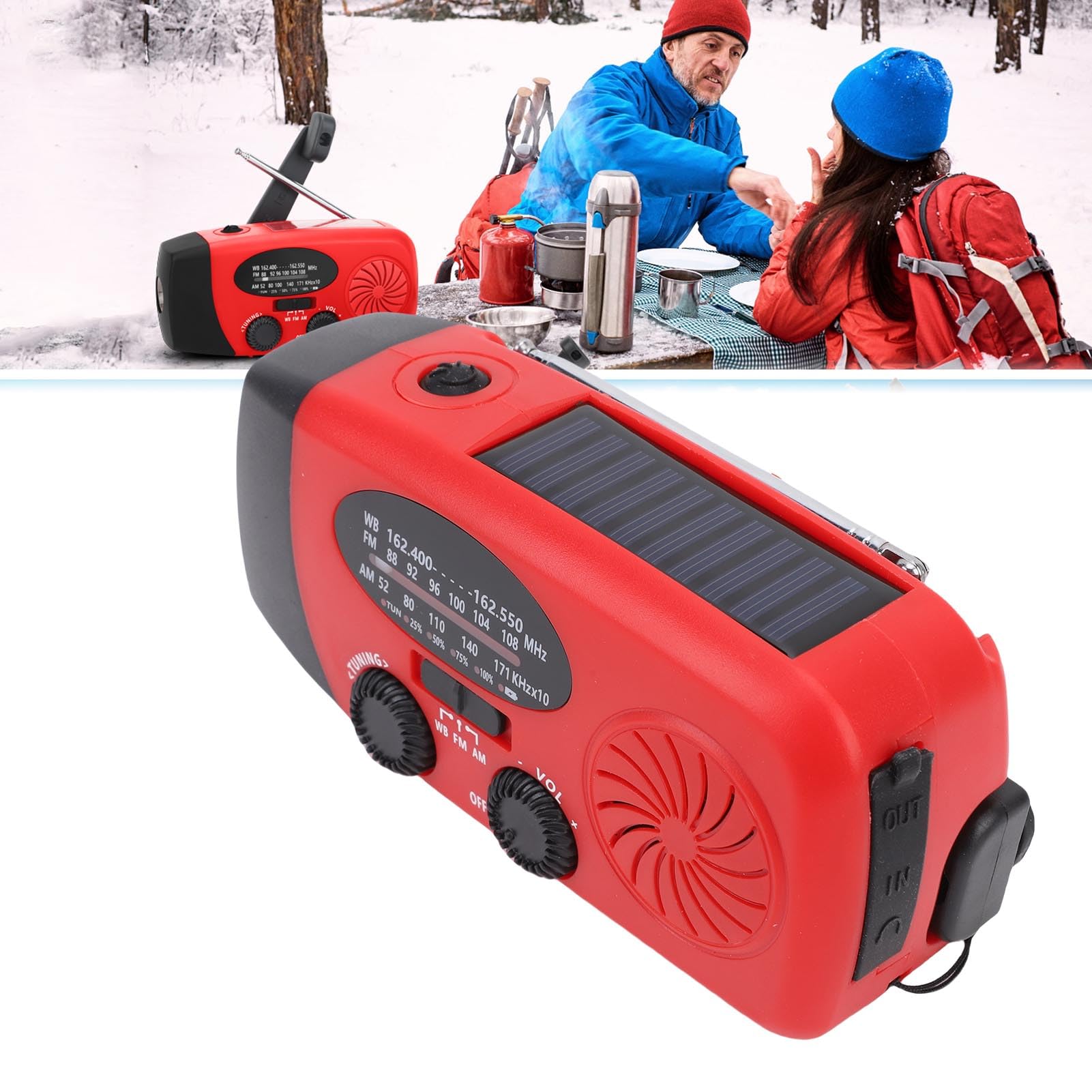 Radio météo à manivelle d'urgence AM FM NOAA Radio à manivelle Solaire avec Lampe de Poche LED Fonction SOS 6000 mAh (6000mah)