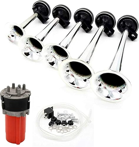 Bocina de coche de 150 dB Bocina de aire con bocina de aire, bocinas de aire, música, camión, cinco tubos de música, bocina de camión con compresor