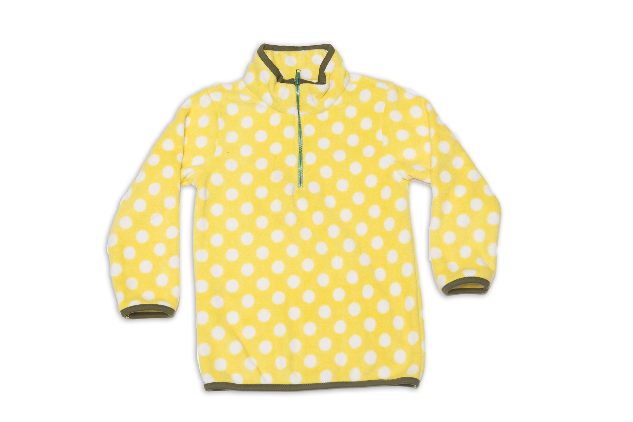 Nino Bambino Anti-Pill Polyester Recycled Polar Fleece Full Sleeve High Neck Polka Dotted Zipper Yellow Sweatshirt for Unisex Baby (Girls and Boys)
