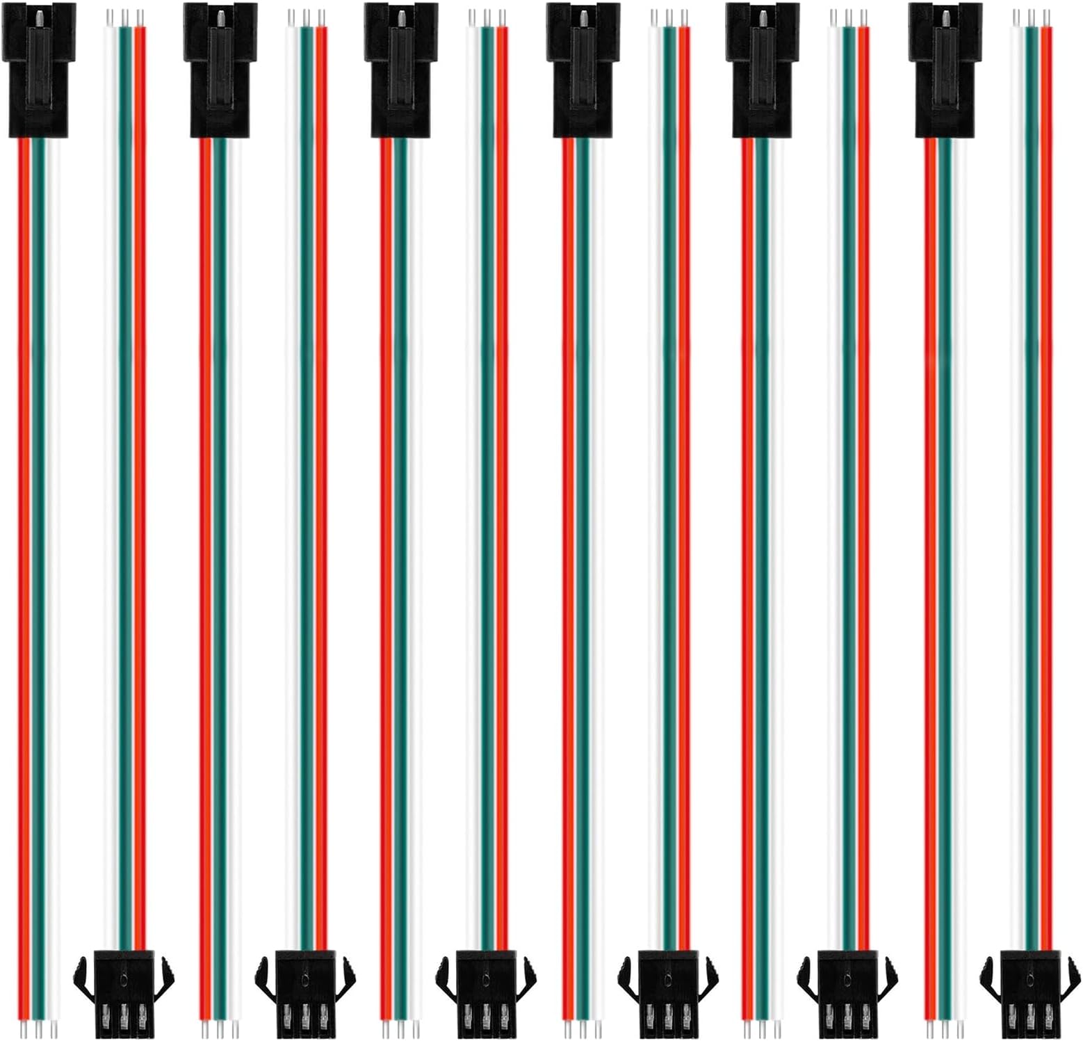 30 Pairs JST SM 3 Pin Connectors 15cm 20AWG Wire Female/Male LED Connector for WS2812B WS2811 WS2812 WS2814 SK6812 CCT LED Strip Light