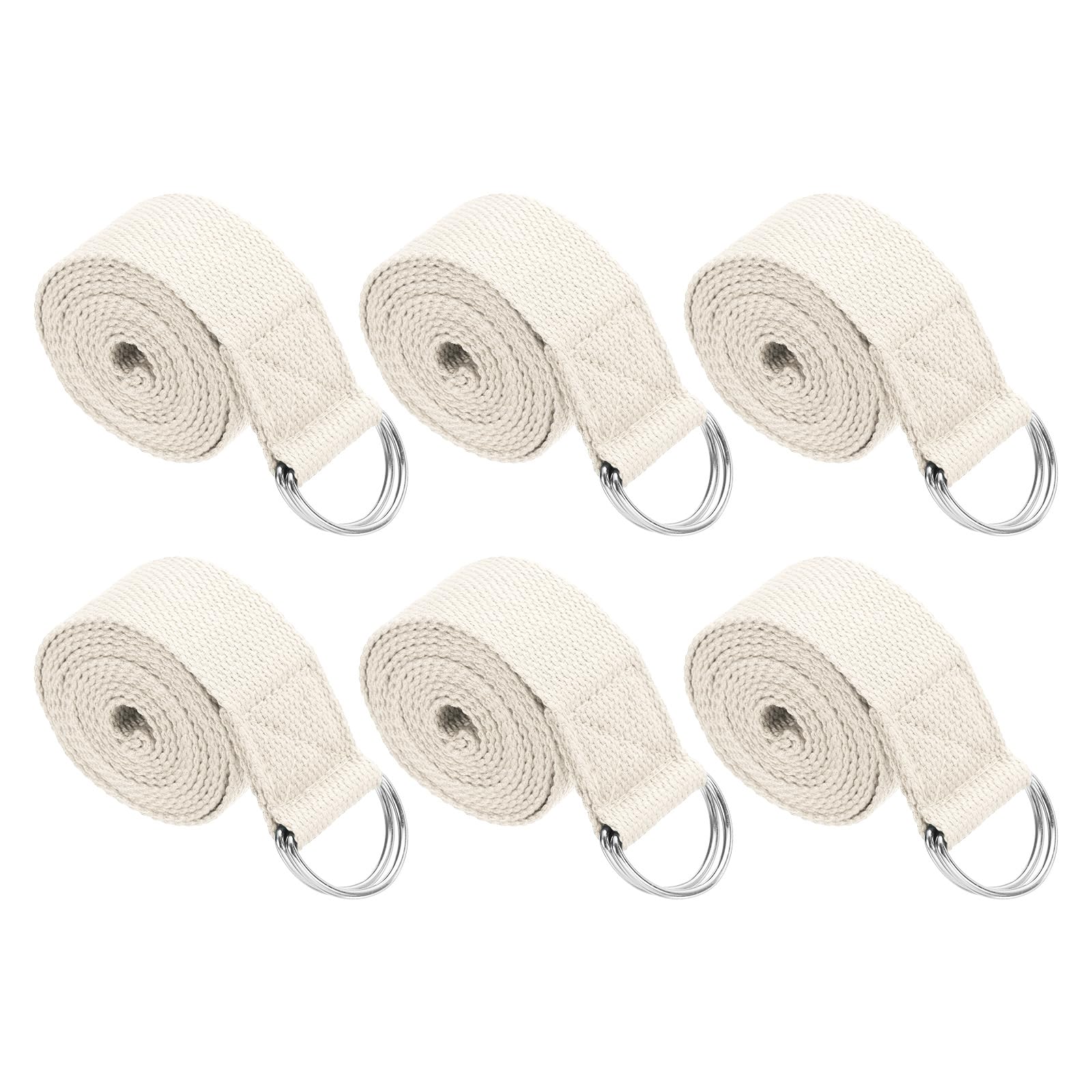 PATIKIL Yoga Strap for Stretching 6 Feet, 6Pcs Cotton Yoga Belt with Adjustable Metal D-Ring Buckle Stretch Bands for Fitness Pilates, White โ image 1