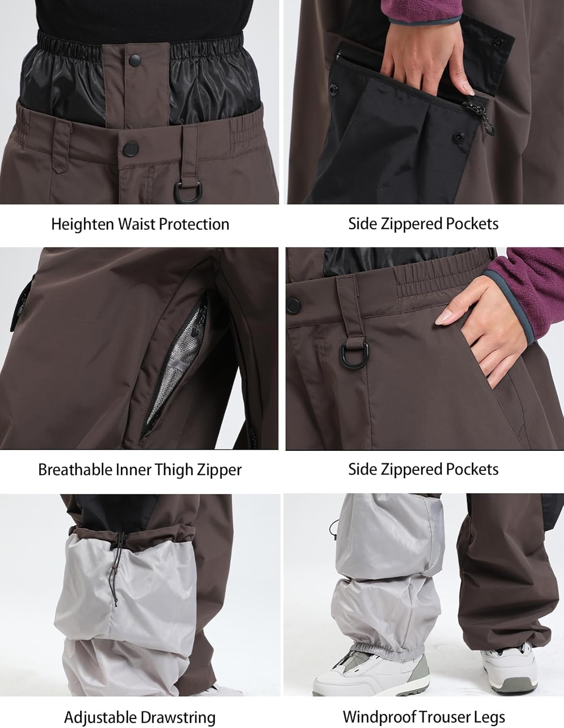 GSOU SNOW Womens Mens Baggy Snow Pants Cargo Snowboard Pants Ski Super Loose Sport Outdoor Insulation Waterproof