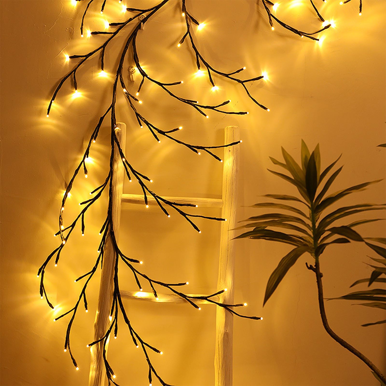 Guirlande Lumineuse Murale En Forme De Vigne De Saule - 72 LEDs Blanc Chaud - 8 Modes Avec Télécommande - Branches Flexibles Pour Décoration Chambre