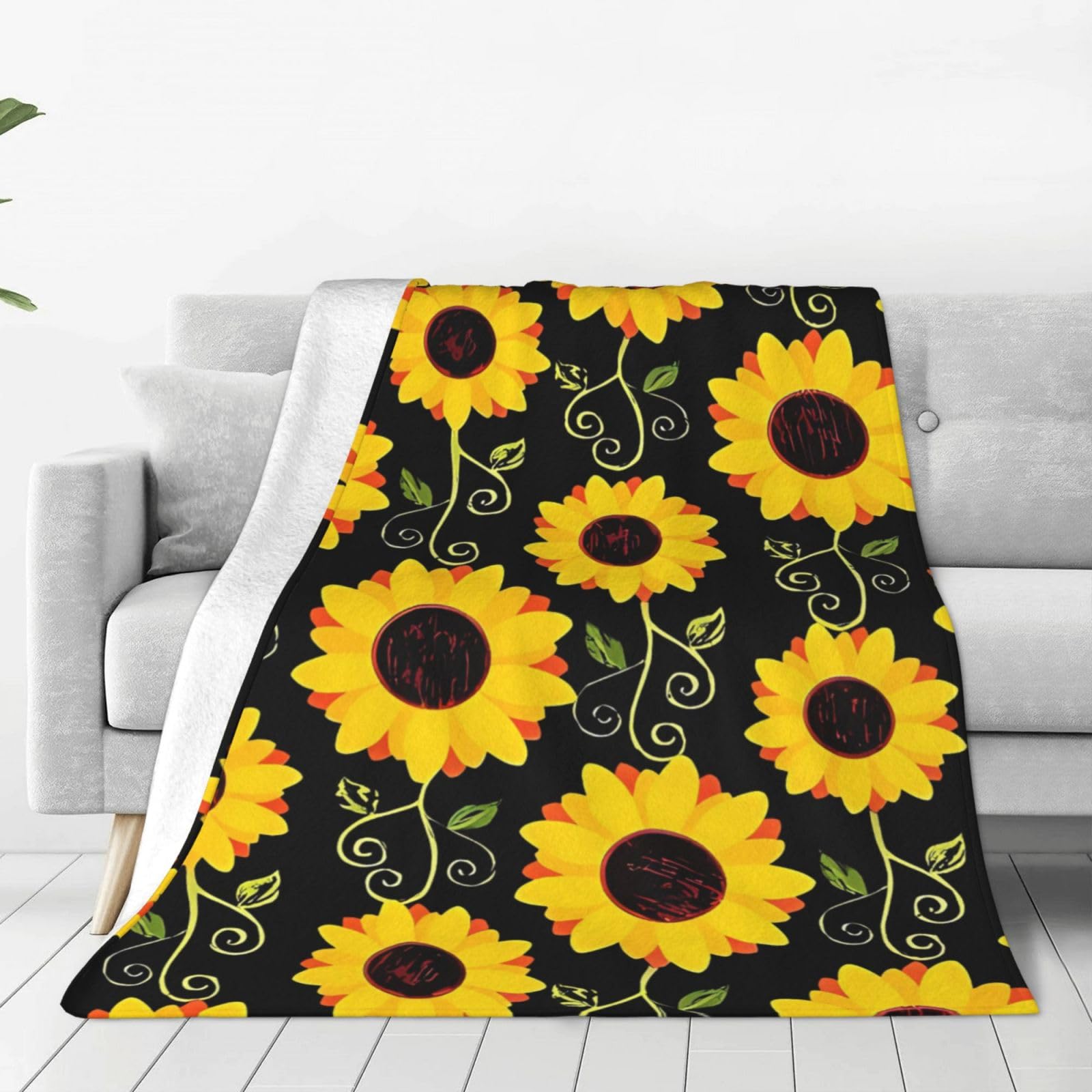 Couverture pour lit et canapé, plaid floral jaune pour vos soirées cocooning