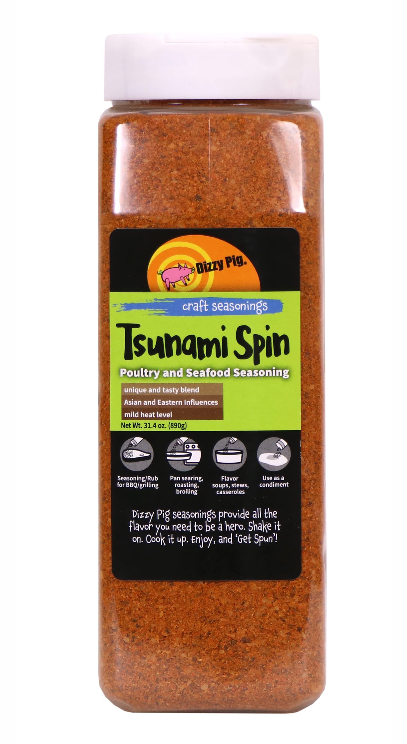 Dizzy Pig Tsunami Spin Asian Fusion Seasoning Rub (Quart Shaker) - Seasons Around 120lbs of Food - Hand Made in the USA - MSG Free, Gluten Free