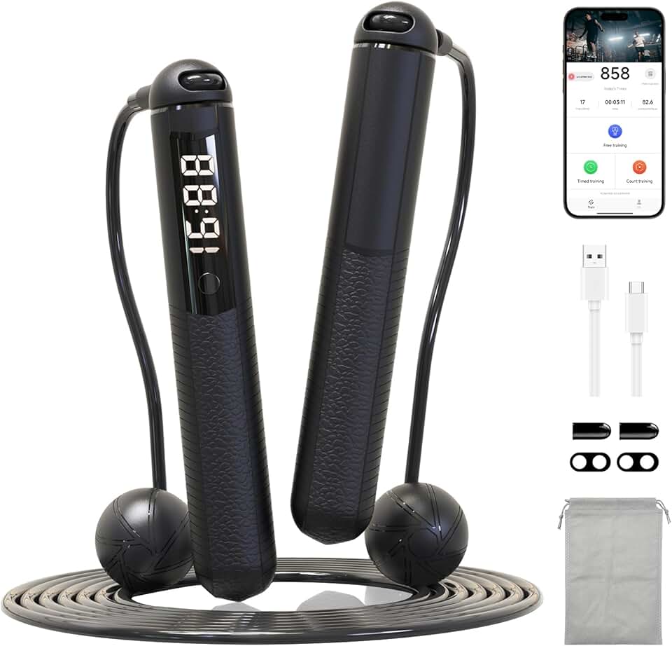 Cordless Gravity Jump Rope, Smart Jump Rope with Counter for Gym, Fat Burning &amp; Calorie Burn, APP Data Analysis, Home Workout Equipment for Women ＆ Men