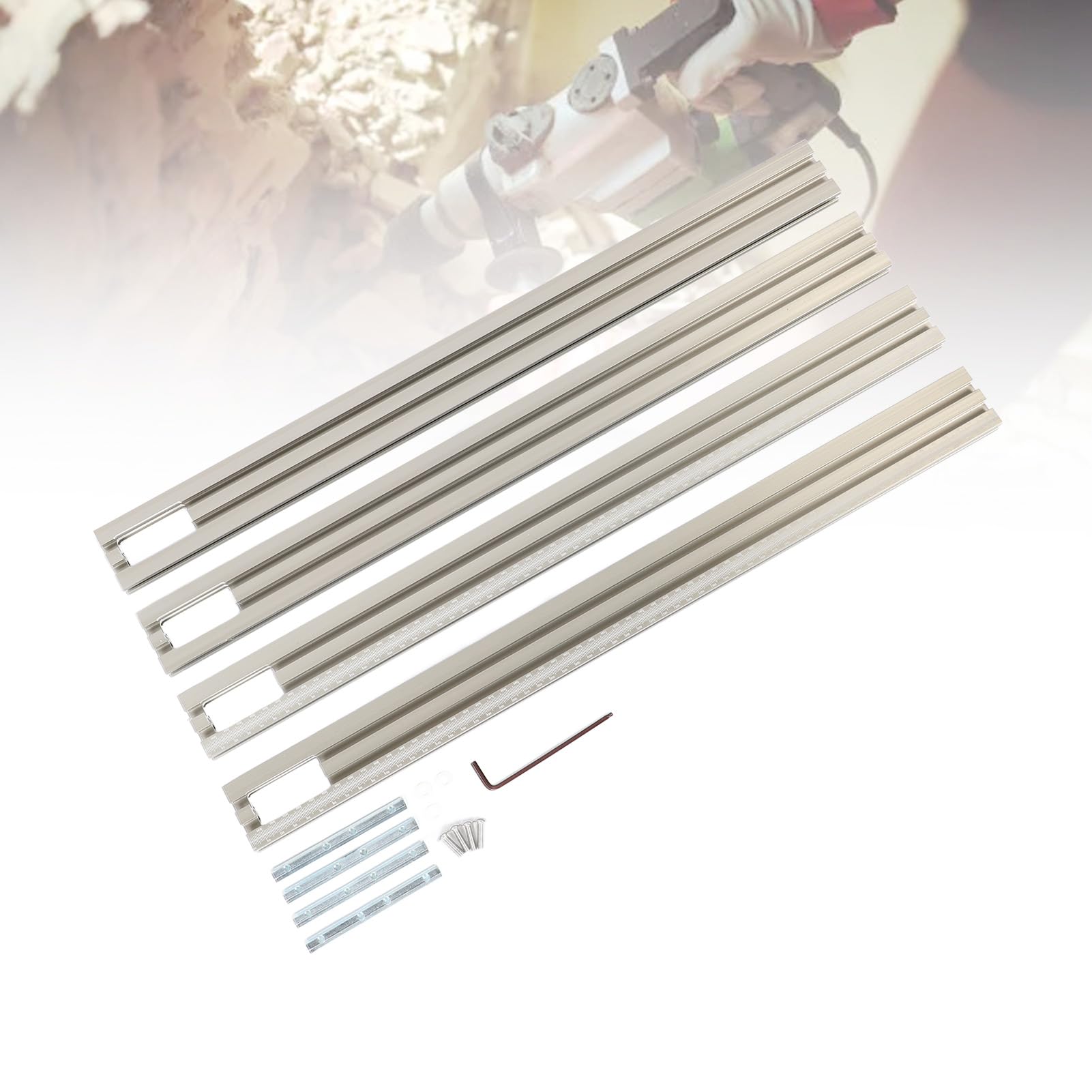 Generic System Równoległych Szyn Prowadzących do Obróbki Drewna Solidna Prowadnica Piły Szynowej ze Stopu Aluminium, Konstrukcja Blokująca do Obróbki Mebli, Rozmiar 600 Mm, dla Rzemieślników