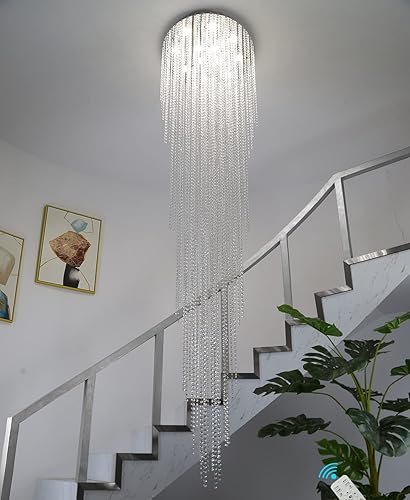 Miniatura 4 de Lámparas colgantes modernas de cadena de cristal H102 pulgadas, techo alto, entrada, escalera, candelabros de cristal, adornos de cristal, lámpara