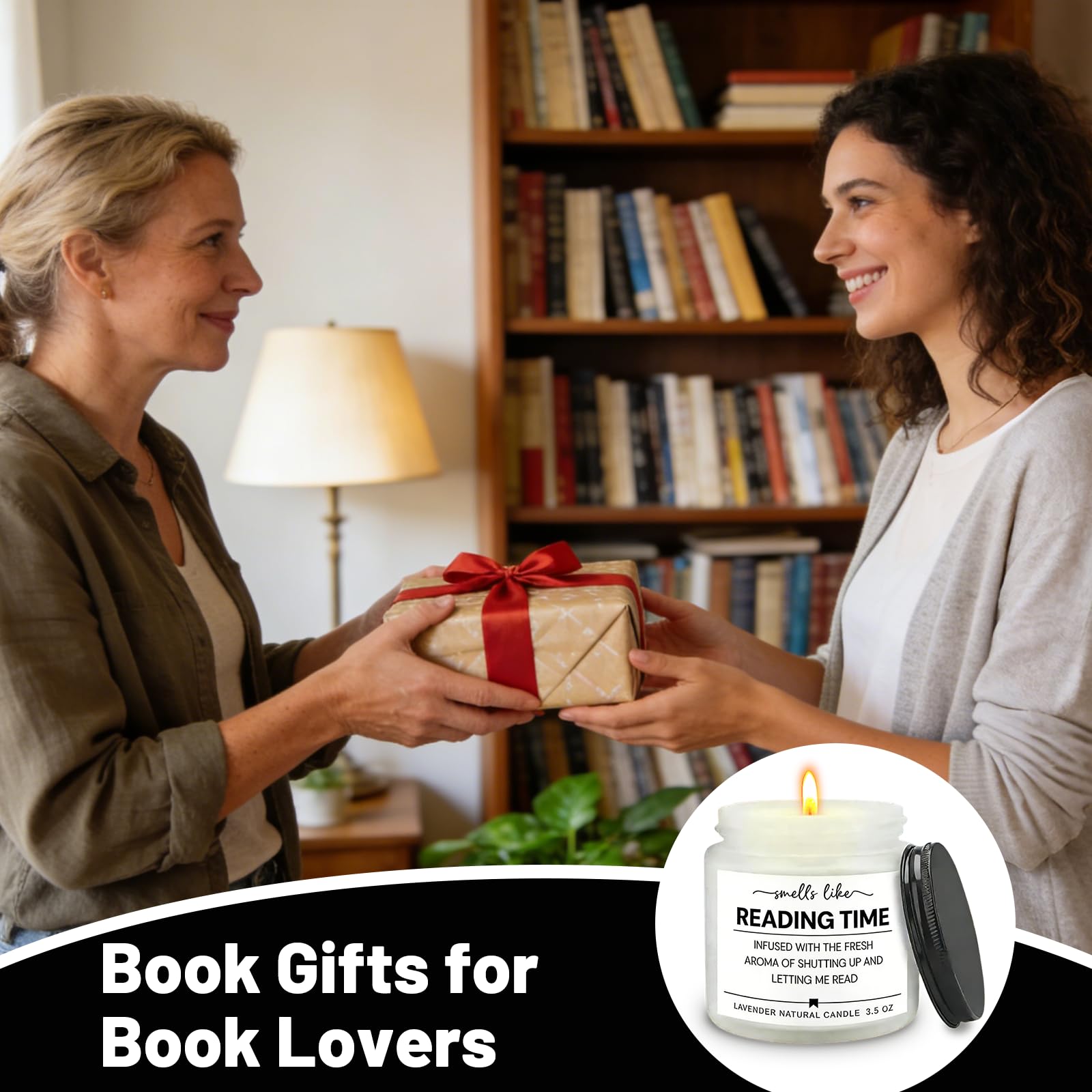 Regalo per gli amanti dei libri, elegante candela profumata alla lavanda, candela di cera di soia naturale profumata a lunga durata, regalo di compleanno per lettori e scrittori