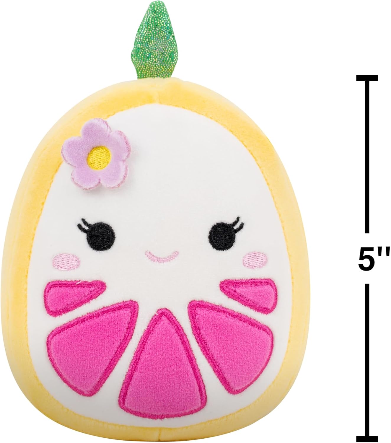 Squishmallows Original 5in Eleanor The Yellow Grapefruit with Flower Hairpin – Official Jazwares Plush (Little) image 4