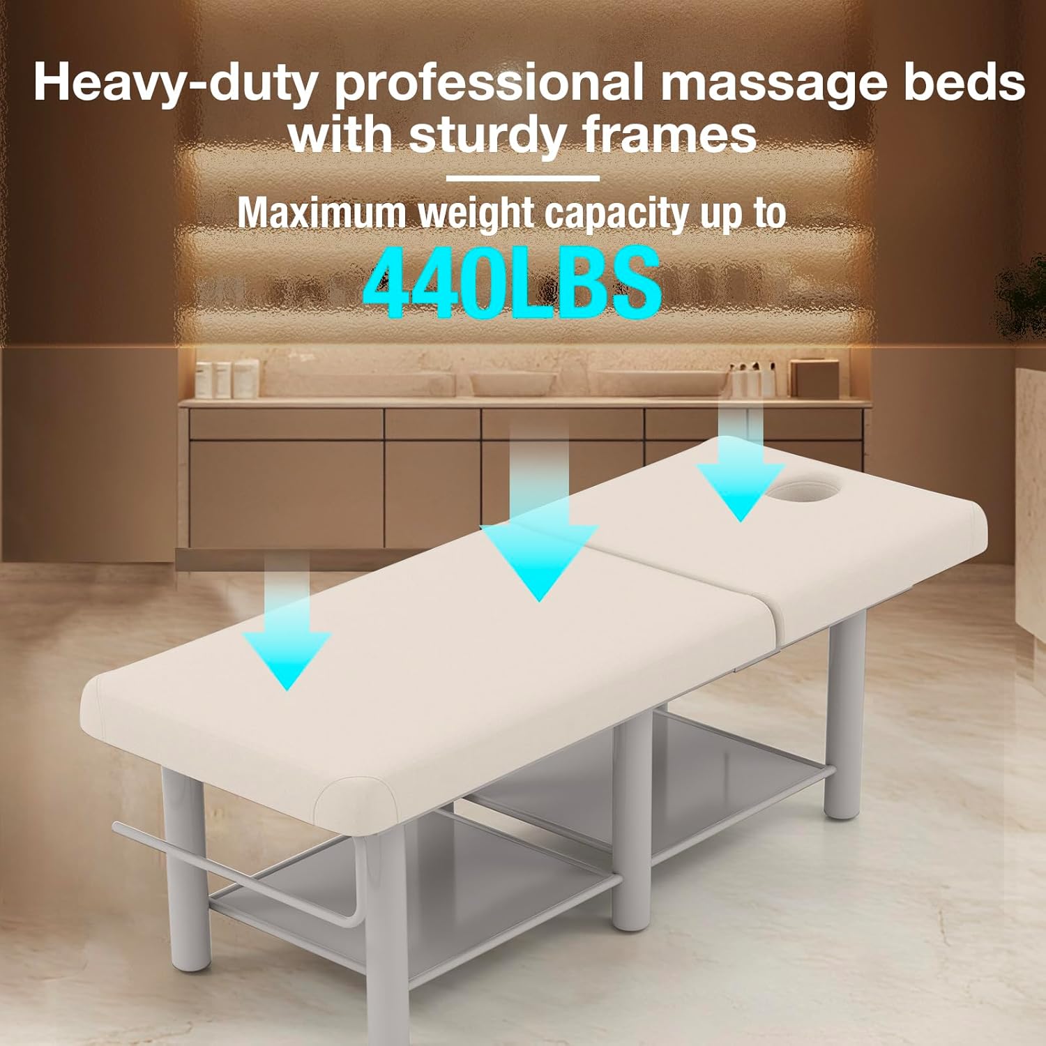 Professional Massage Table – Heavy Duty Adjustable Spa Bed with Open Face Hole & Headrest – PU Leather, Sturdy Metal Frame for Physical Therapy, Tattoo, Salon & Massage, Gray