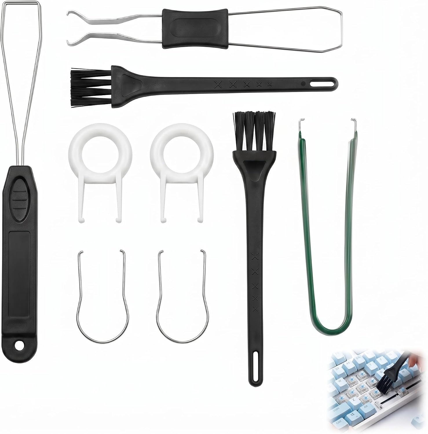 9 Pieces Keyboard Puller Tool Kit Cleaning Kit, Key Puller Keycap Remover Switch Puller Pliers Brushes Accessories Mechanical Keyboards PC Laptop Easy Complete Cleaning
