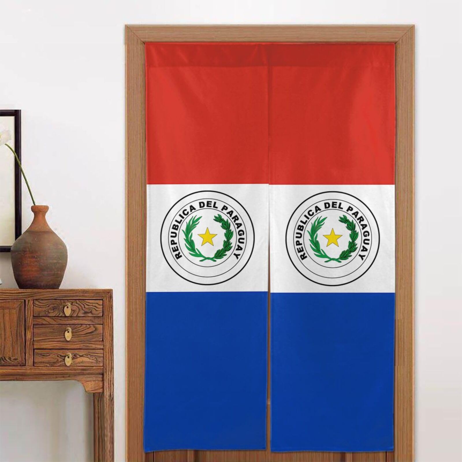 chenfandi Flag of Paraguay Door curtain, blackout, suitable for bedrooms, bathrooms, windows, etc., 86 x 143 cm.